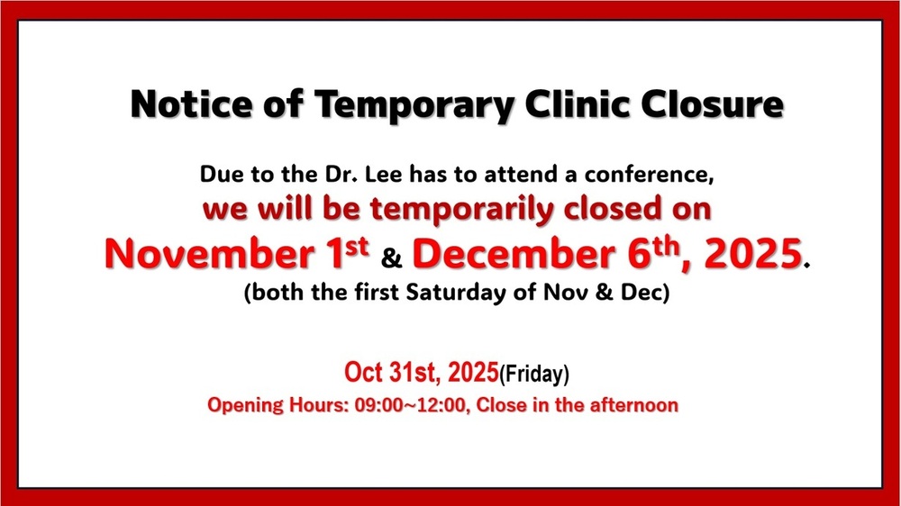 Temporary Closure on 31st Oct p.m.,Nov 1st & Dec 6th, 2025